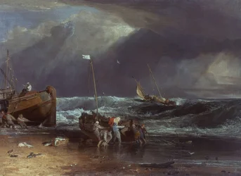 Sacando la barca en día de tormenta